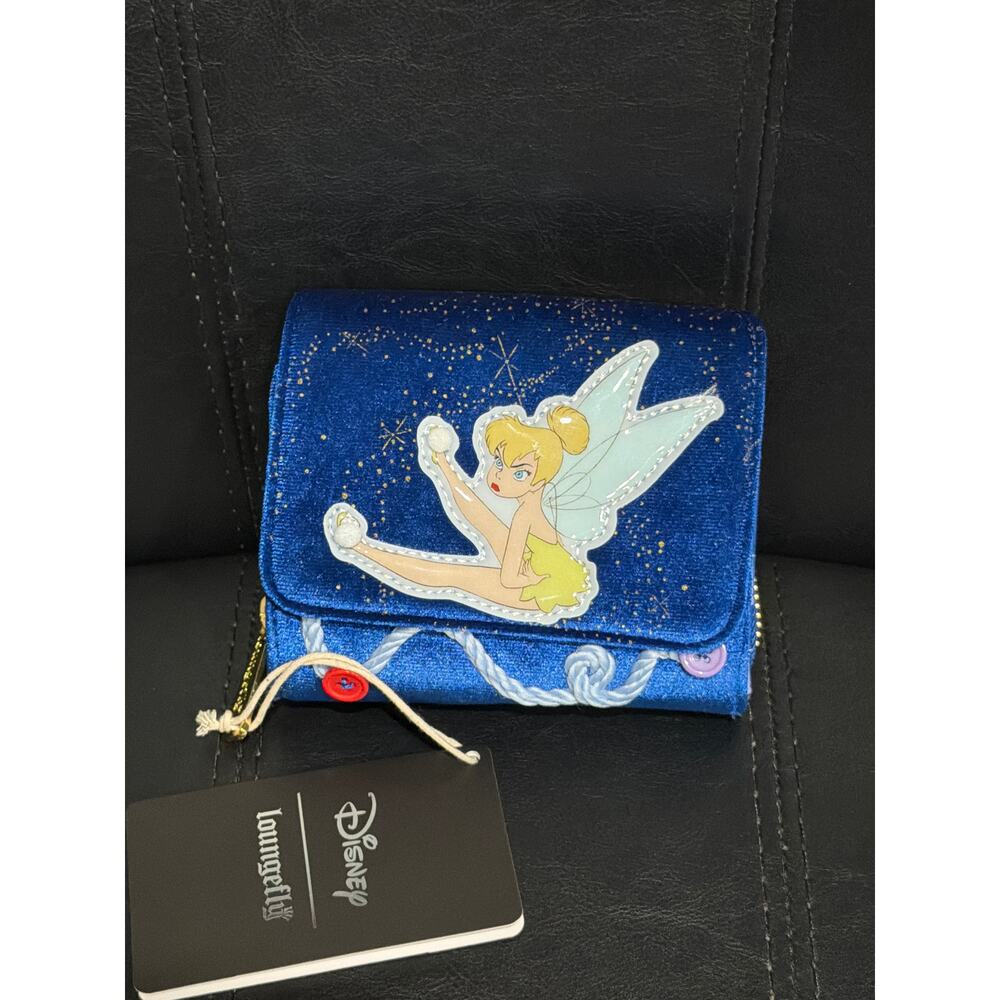 Loungefly Disney PeterPan TinkerBell Sassy Button Pixie Dust Zip Snap Wallet NWT